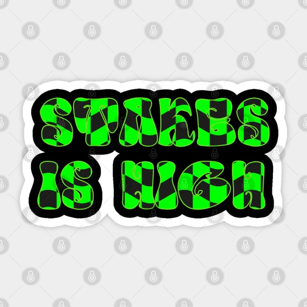 Stakes is High- Green Trippy Sticker by DesignXpression